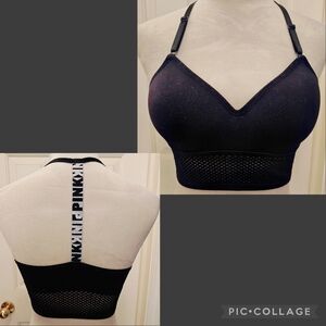 Y2K Victoria's Secret Pink Black Wireless T Back Sports Bra.